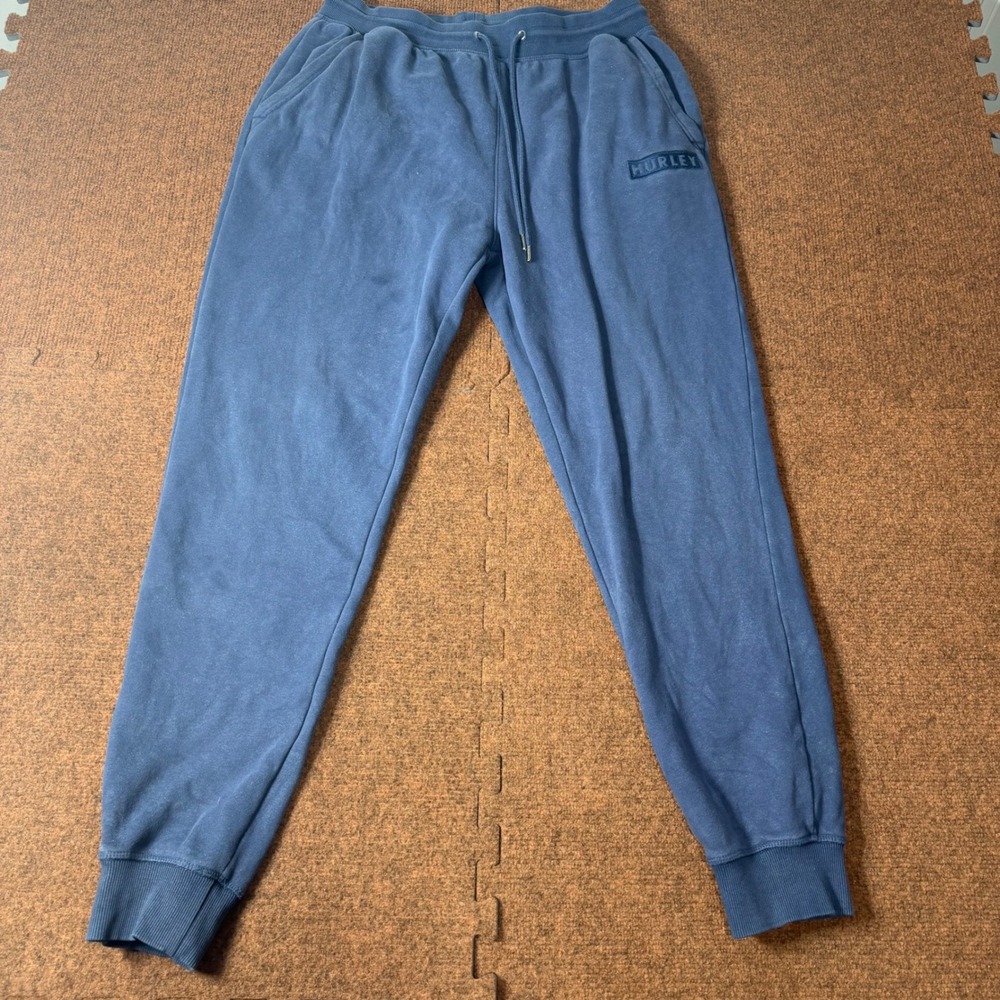 Hurley Mens Blue Fleece Jogger Sweatpants Size Large Drawstring‎ Lounge Pants